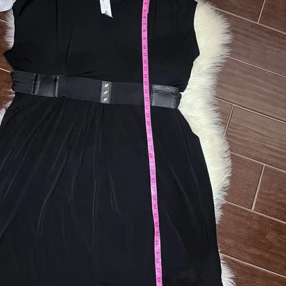 Worthington black faux wrap fitted high belted dress sz 3X - Picture 8 of 9